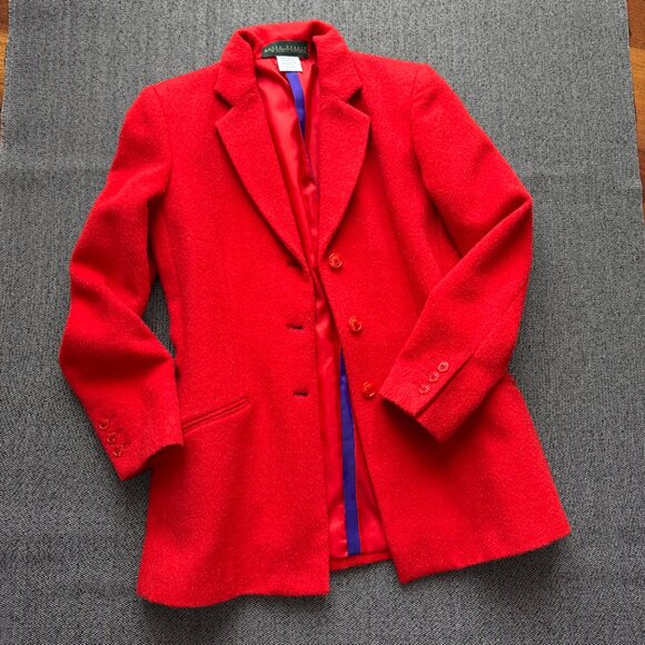 Wool Alpaca Blend Blazer Harvé Benard Red Jacket - Picture 10 of 17